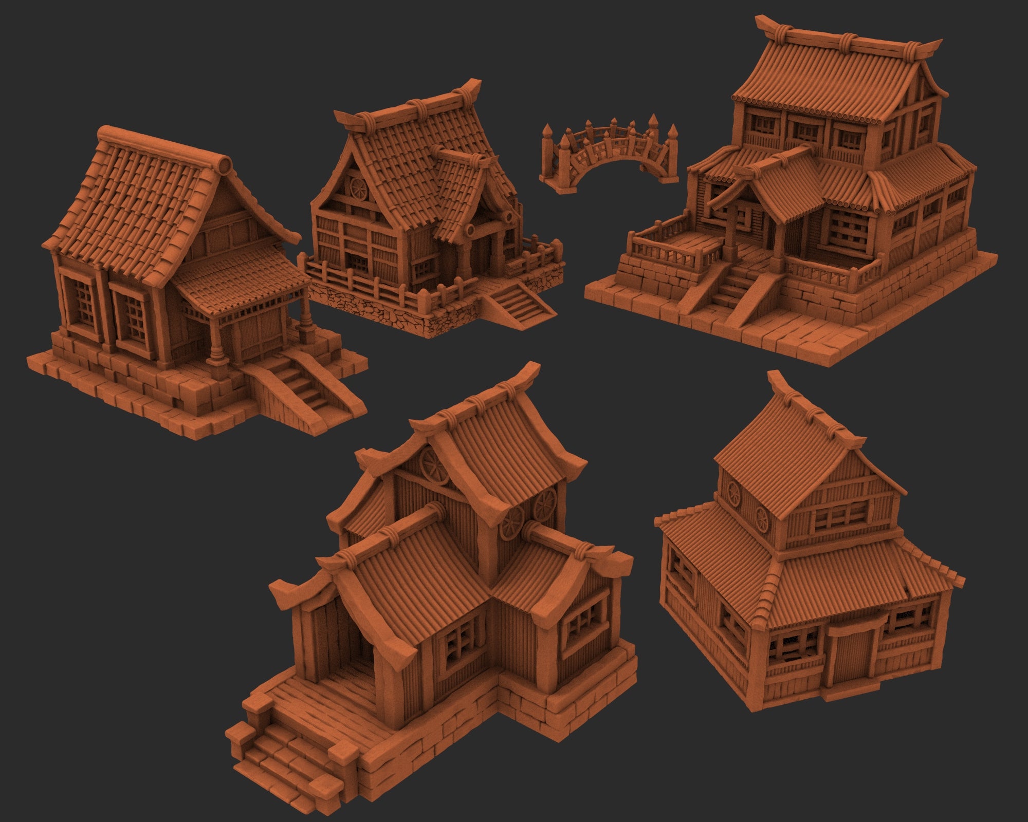 Stylized Japanese architecture - x5 Buildings