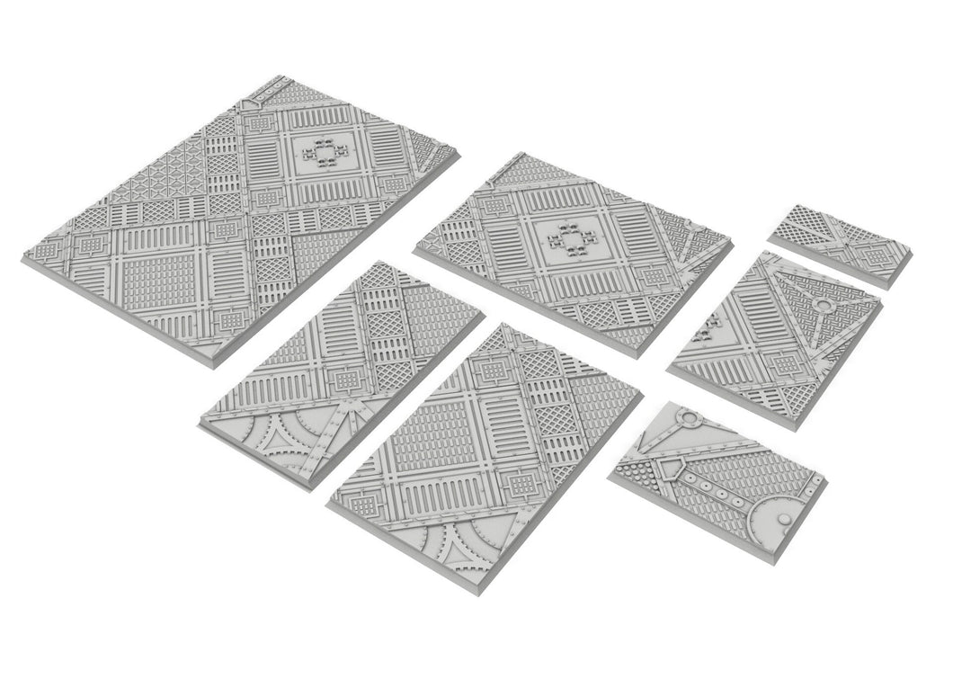 Lot of 50x25mm to 150x100mm rectangular bases & industrial textures usable for wargame...