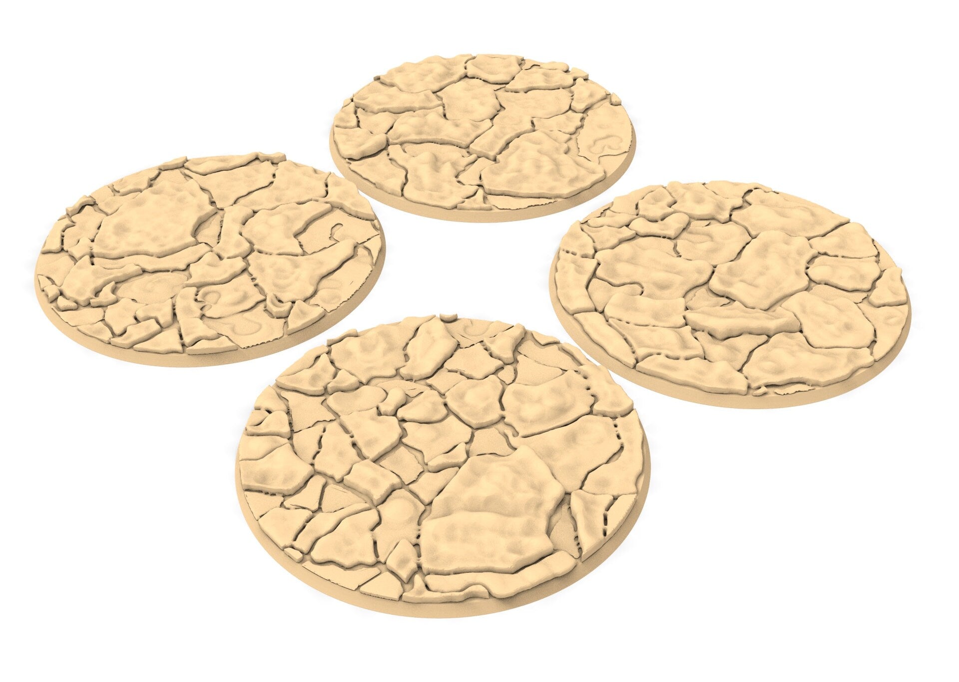 Lot of 25mm to 160mm craked desert texture & round bases usable for kill team, necromunda, warmachine, , warcry, AOS