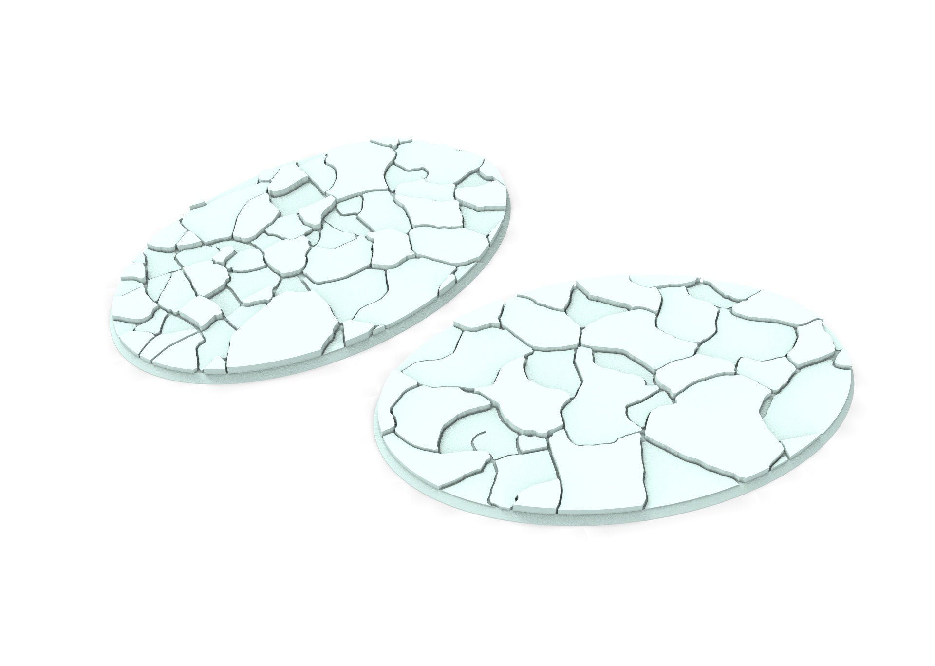 Lot of 60mm to 170mm cracked ice texture & oval bases usable for warmachine,  warcry, AOS