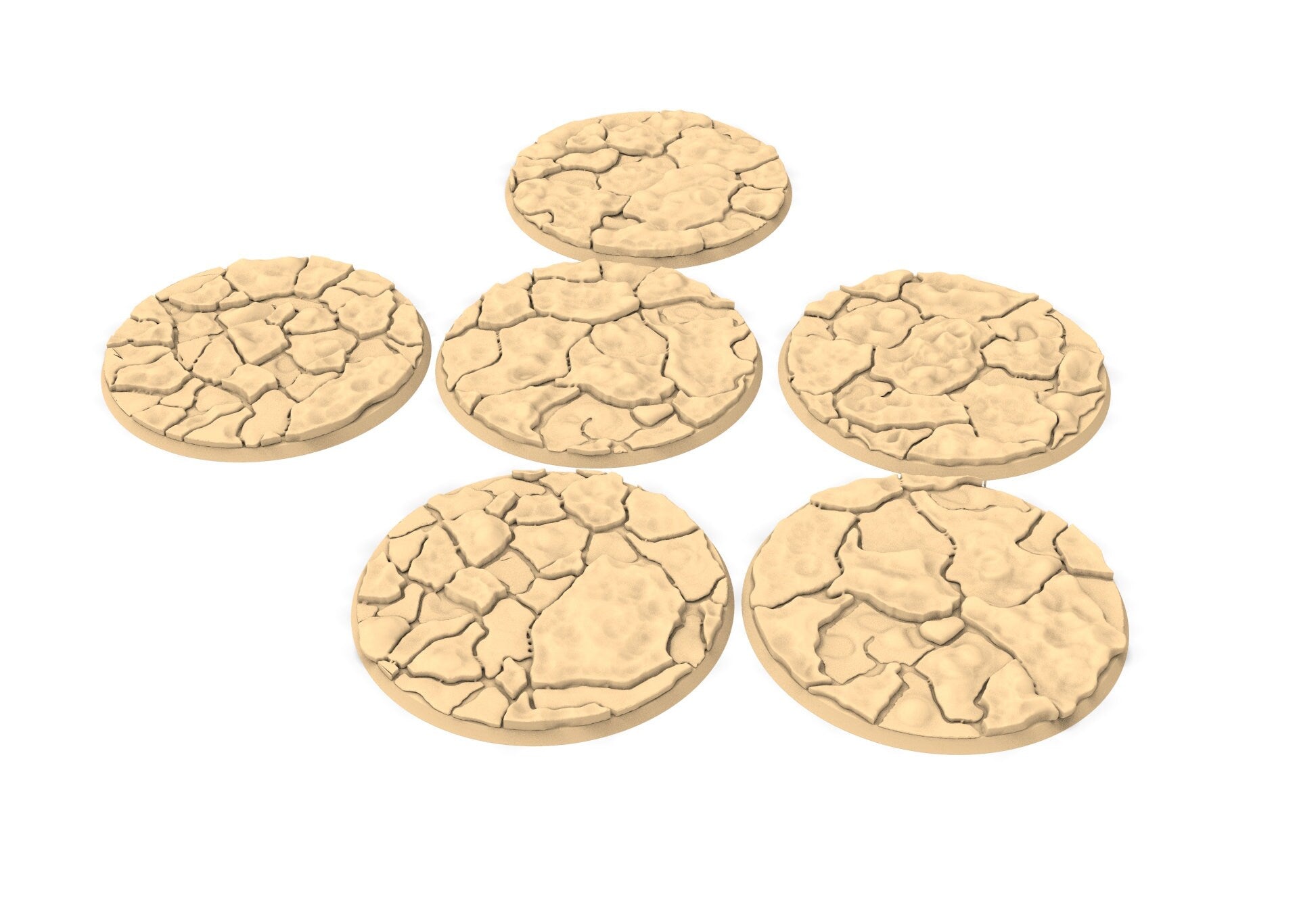 Lot of 25mm to 160mm craked desert texture & round bases usable for kill team, necromunda, warmachine, , warcry, AOS