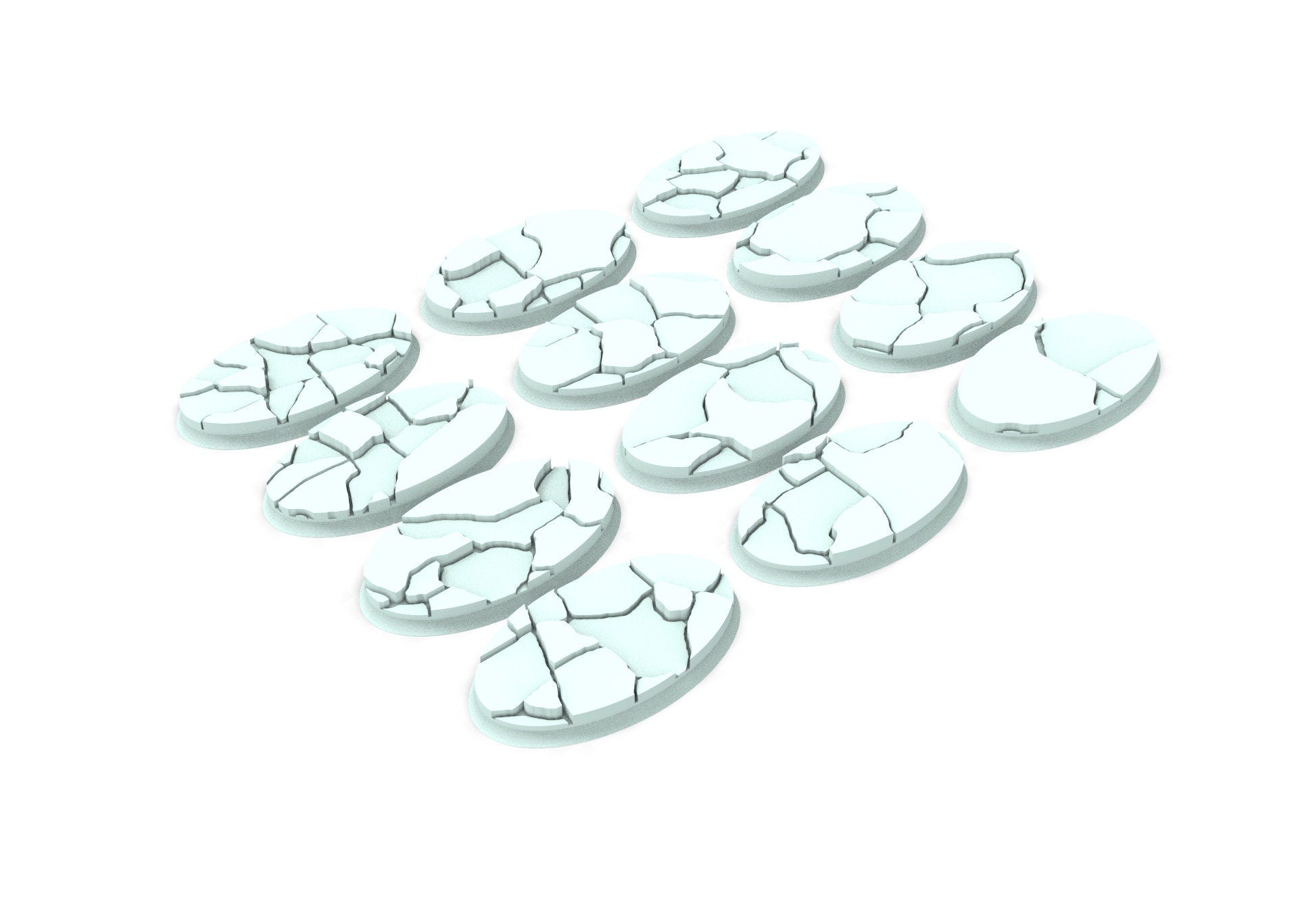 Lot of 60mm to 170mm cracked ice texture & oval bases usable for warmachine,  warcry, AOS