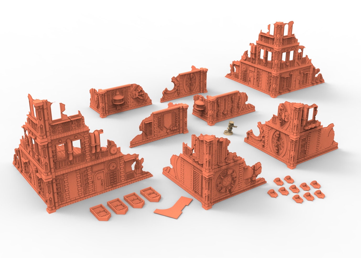 Industrial buildings bundle usable for warmachine, infinity, scifi wargame...