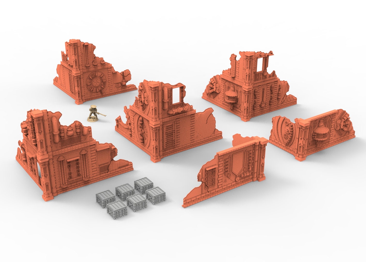 Industrial buildings bundle usable for warmachine, infinity, scifi wargame...