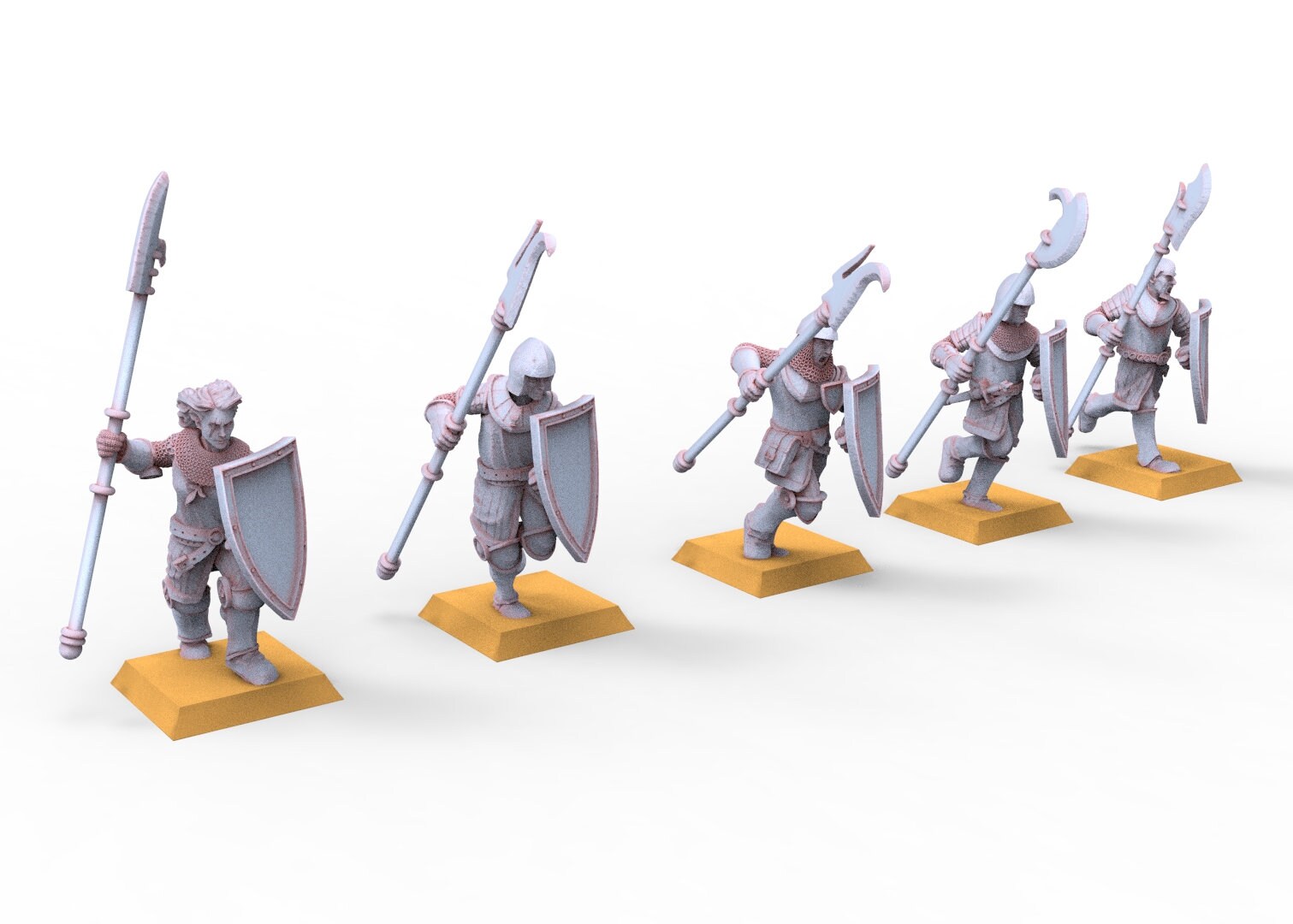 Arthurian Knights - Spearmen on foot, men at arms usable for Oldhammer, battle, king of wars, 9th age