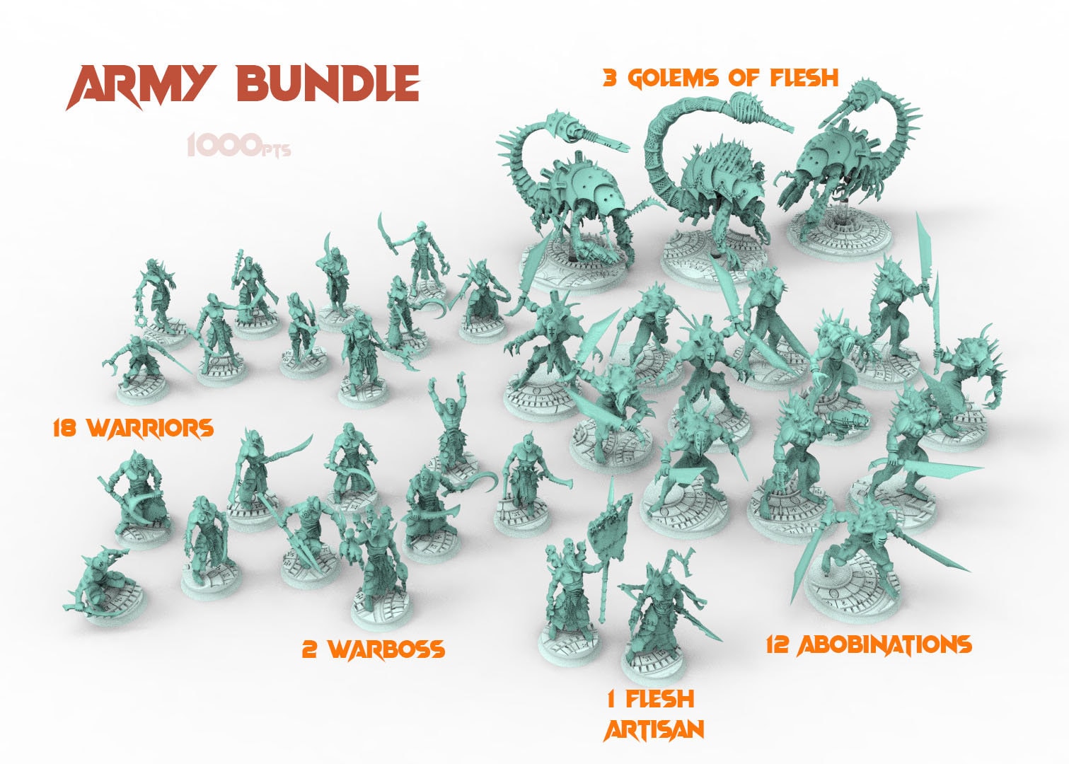 Dark City - Army bundle Wanyue flesh masters Dark eldar drow, Abominations, Warriors, Golems