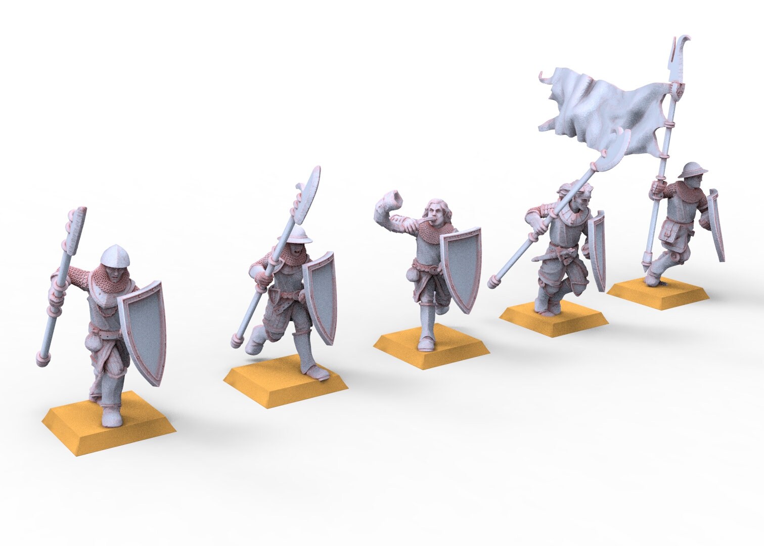 Arthurian Knights - Spearmen on foot, men at arms usable for Oldhammer, battle, king of wars, 9th age