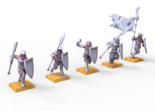 Load image into Gallery viewer, Arthurian Knights - Spearmen on foot, men at arms usable for Oldhammer, battle, king of wars, 9th age
