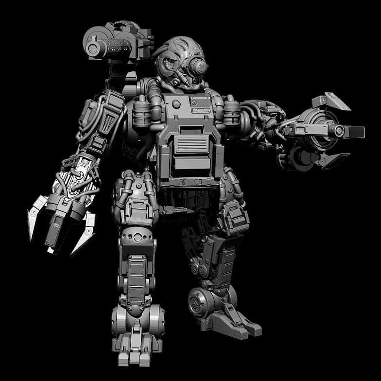 Robot droidtex, mechanized infantry, post apocalyptic empire, usable for tabletop wargame.