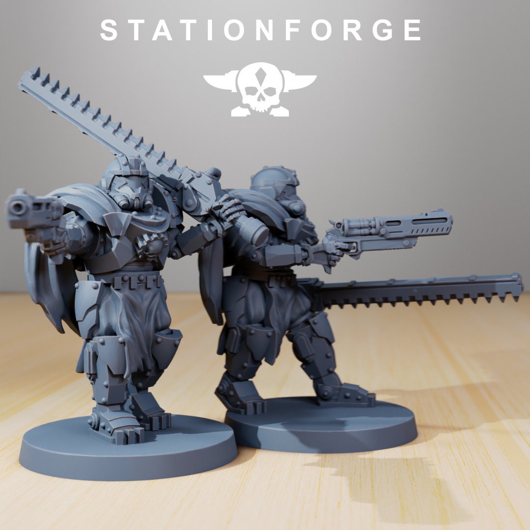 Halo der Scavenger-Frontkämpfer, mechanisierte Infanterie, postapokalyptisches Imperium, verwendbar für Tabletop-Kriegsspiele.