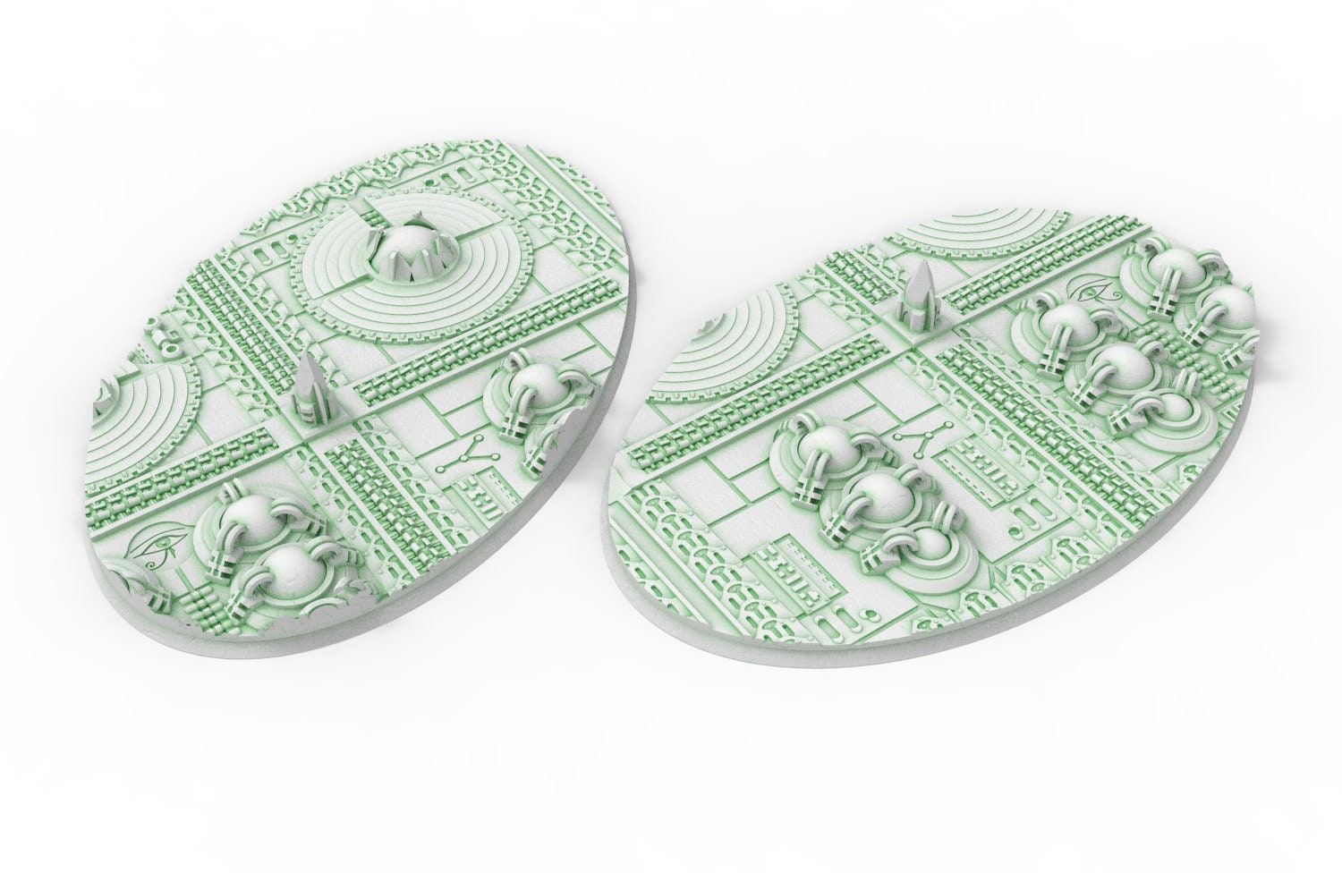 Viele 60 mm bis 170 mm CINAN-Sets mit 2 Texturen und ovalen Basen, verwendbar für Warmachine, Kriegsspiele usw.