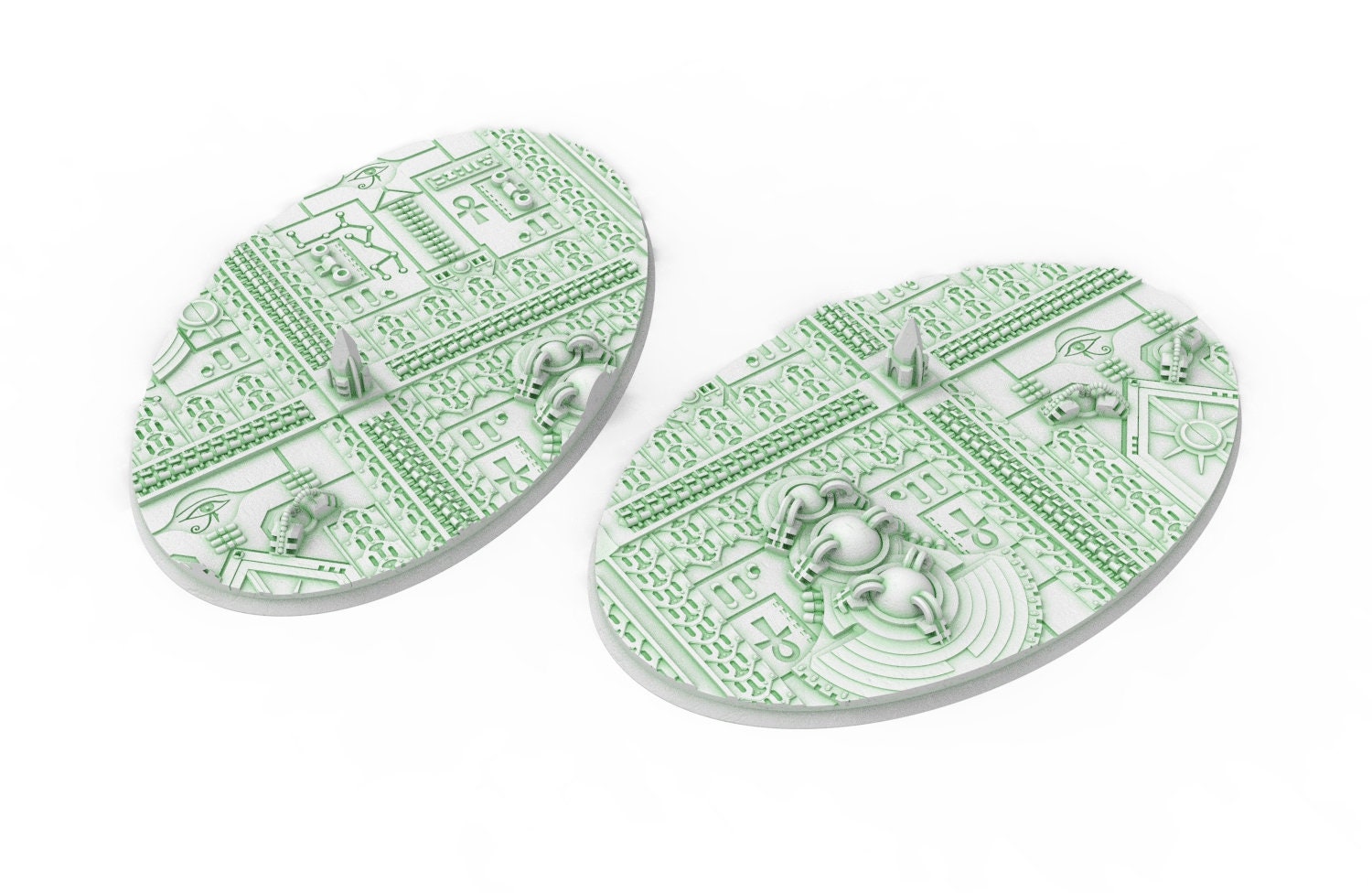 Viele 60 mm bis 170 mm große CINAN-Sets mit 3 Texturen und ovalen Basen, verwendbar für Warmachine, Kriegsspiele usw.