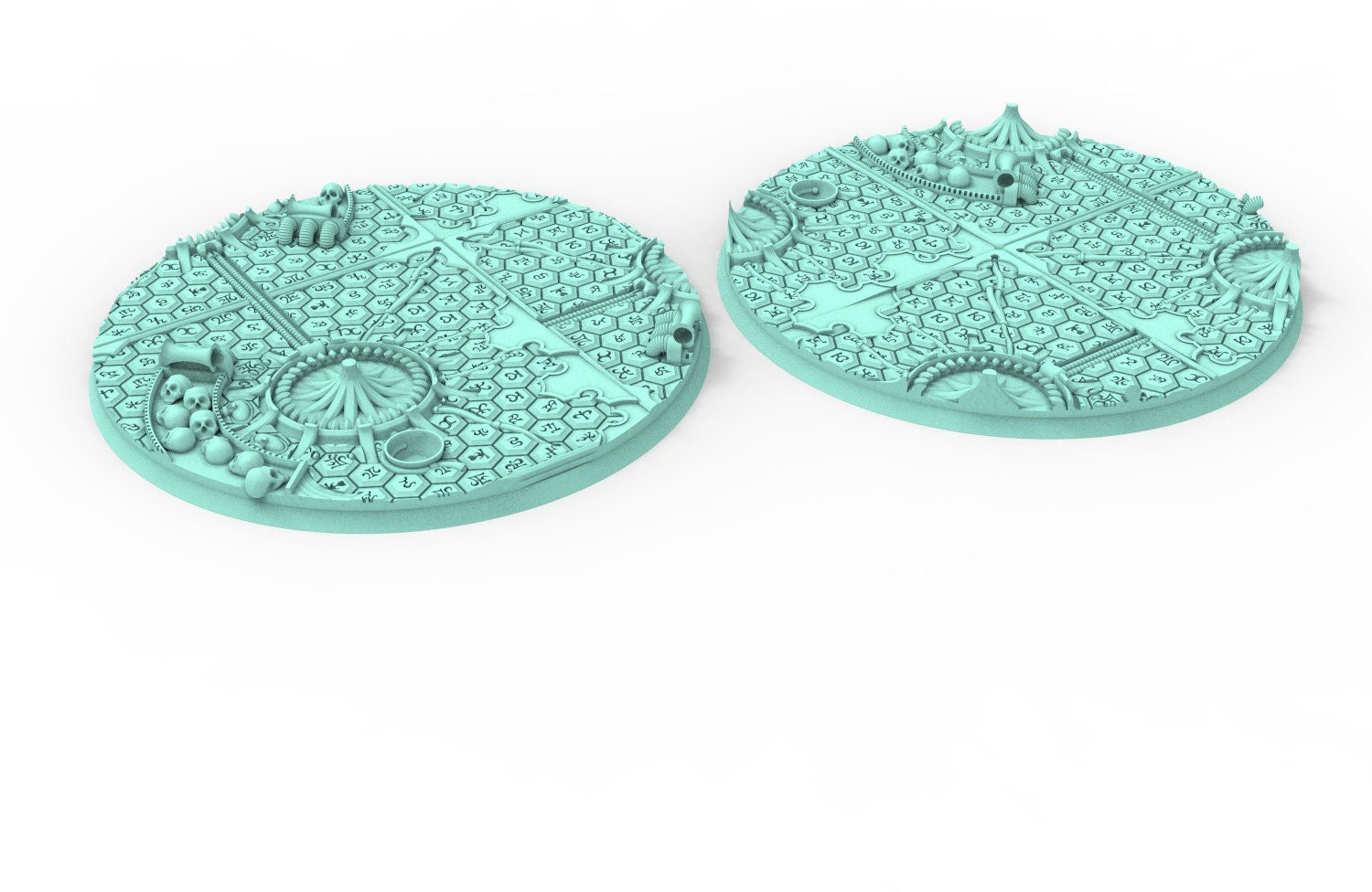 Lot of 25mm to 160mm round bases & textures  dark city set 5 usable for saga, confrontation, wargame...