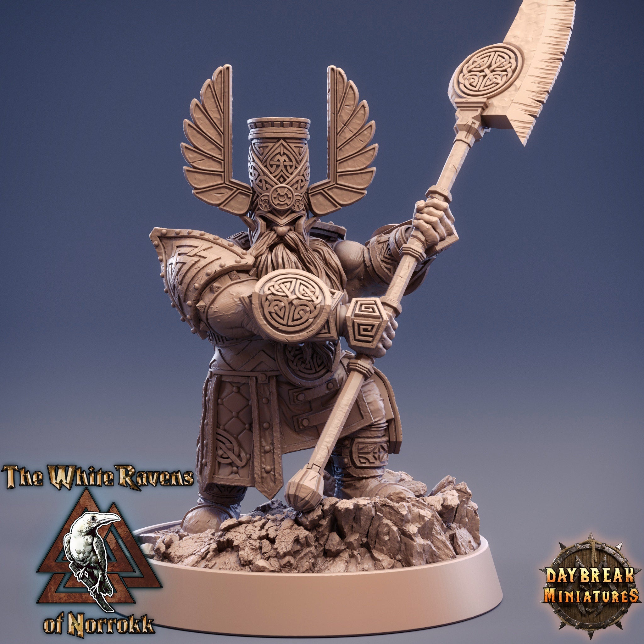 Dwarves - Elder Thane Rauban Slicer The White Ravens of Norrokk, daybreak miniatures