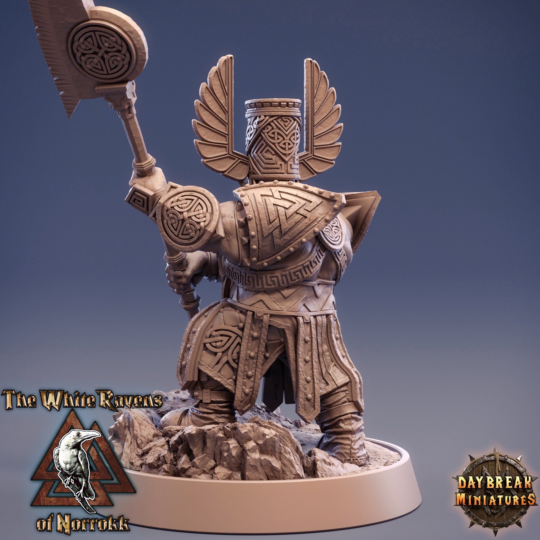Dwarves - Elder Thane Rauban Slicer The White Ravens of Norrokk, daybreak miniatures