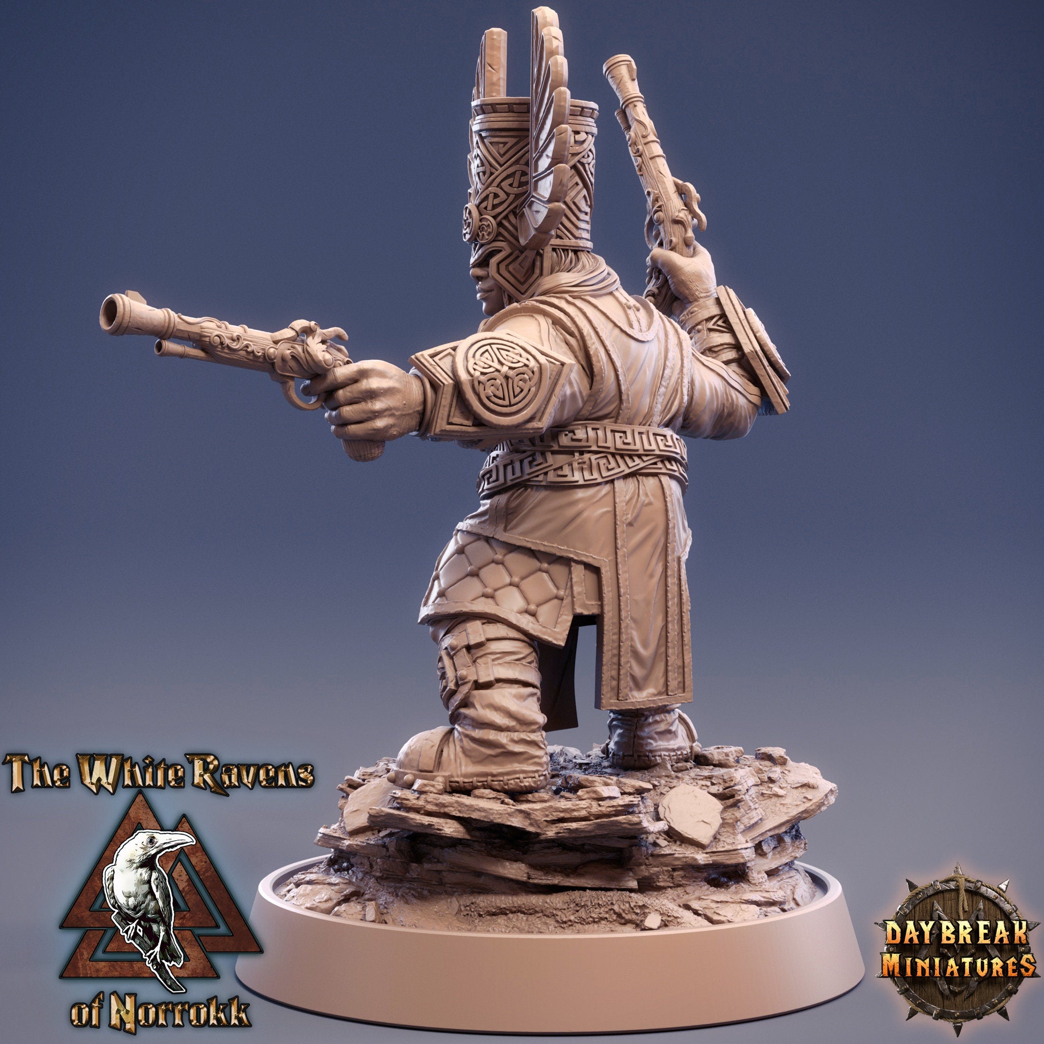 Dwarves - Pistolier Kranka Doubleshot The White Ravens of Norrokk, daybreak miniatures