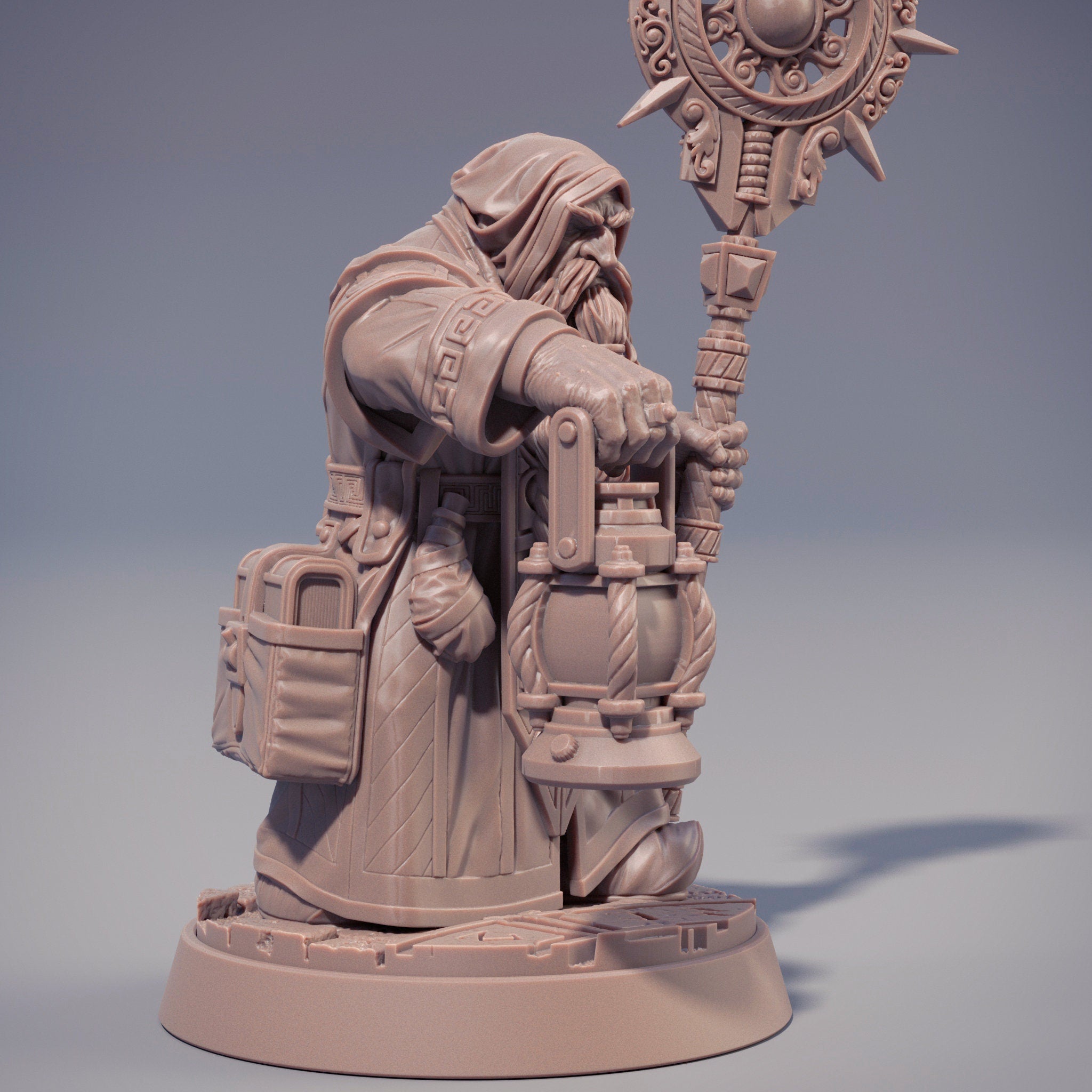 Dwarves - Dwarf Cleric with Lantern and Staff - Draugmaster Slee, The Dwarfs of The Dark Deep, daybreak miniatures, for Wargames and DND