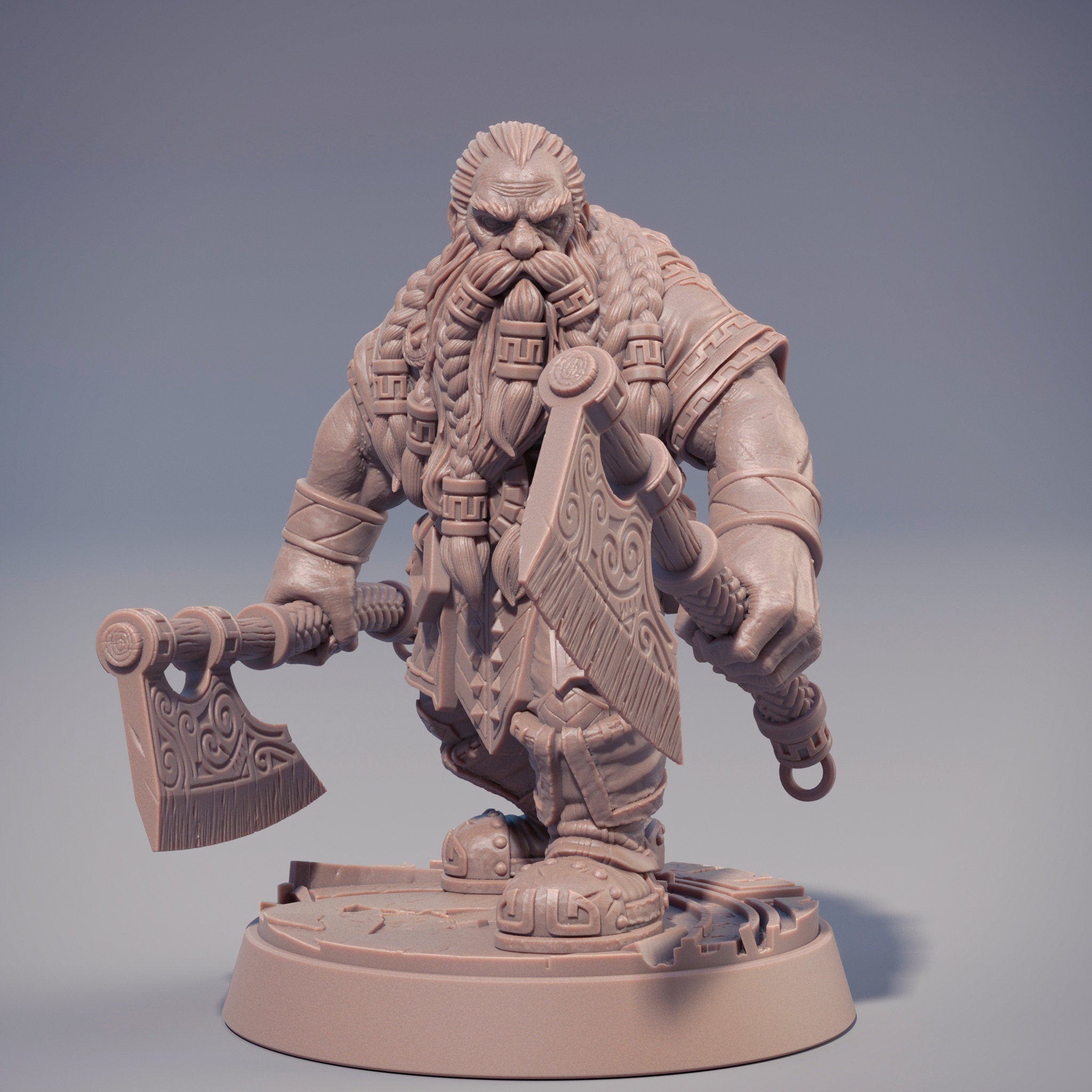 Dwarves - Dwarf Barbarian/Warrior with Axes Petri ”Red Axes” Redhalla, daybreak miniatures for wargames and Dungeons and Dragons/Pathfinder