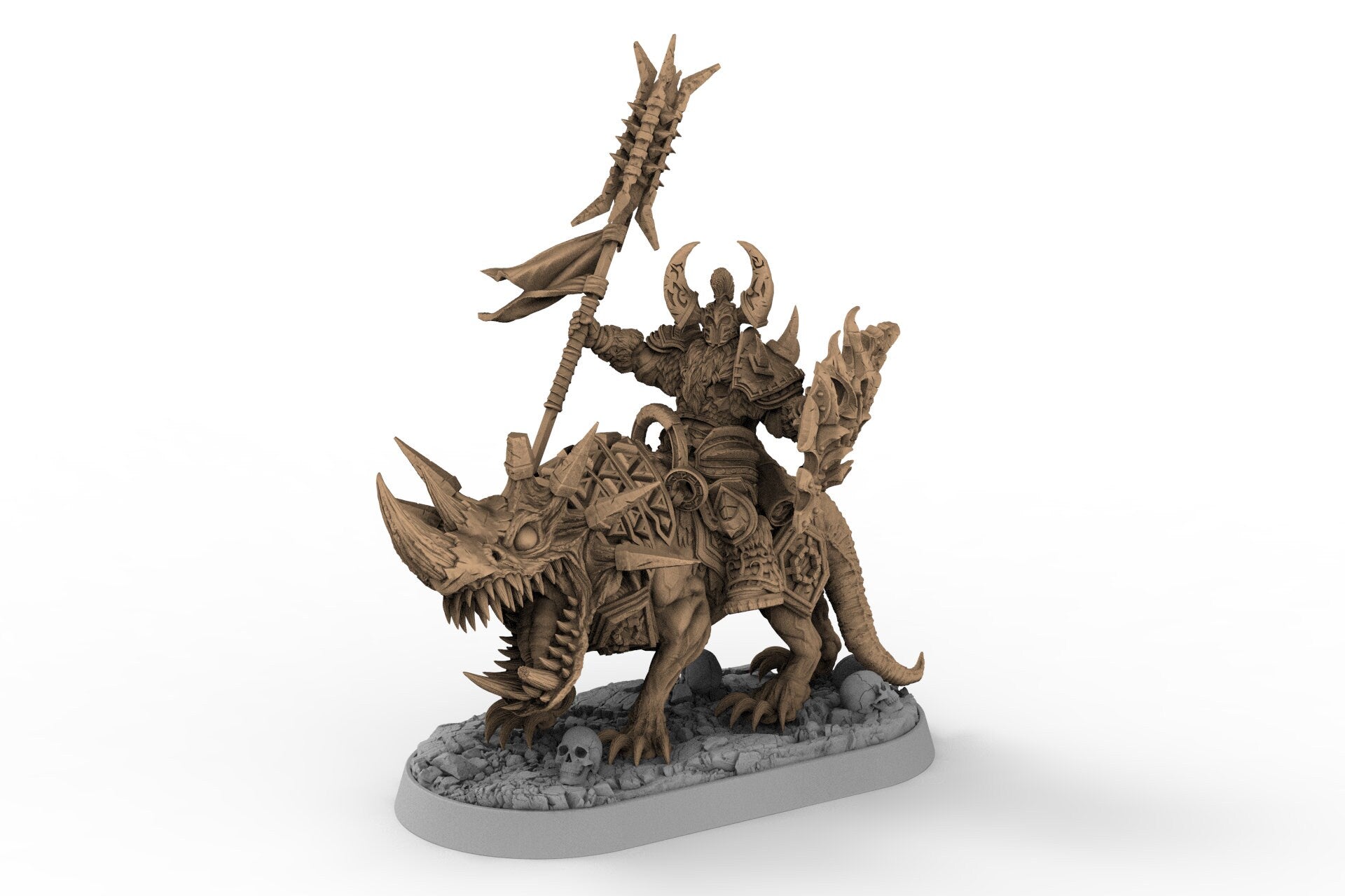 Wild hunters - Celestus Rhinefang on Horned Wolf, The Order of Greybone, daybreak miniatures