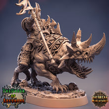 Load image into Gallery viewer, Wild hunters - Celestus Rhinefang on Horned Wolf, The Order of Greybone, daybreak miniatures
