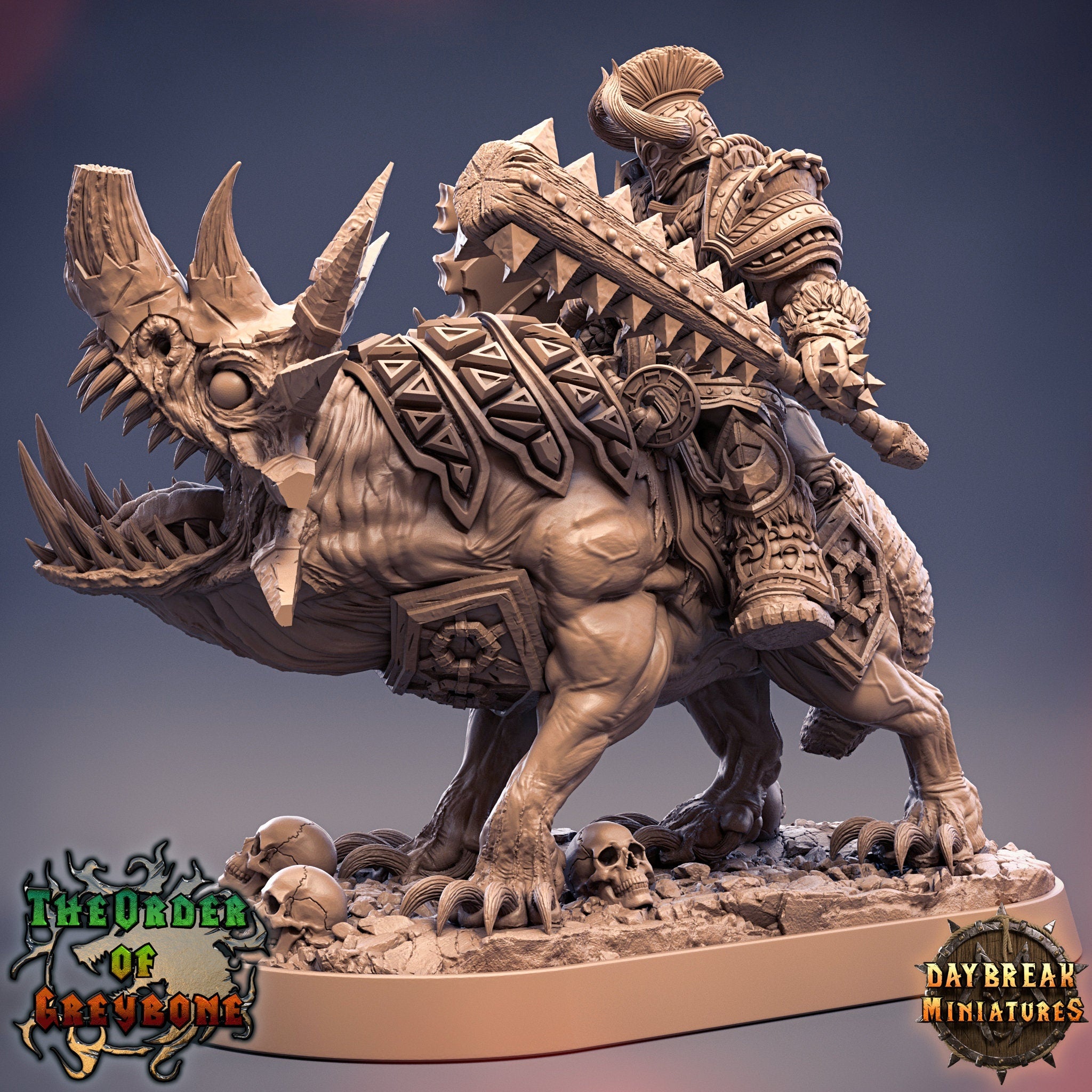 Wild hunters - Mattias von Derwent on Horned Wolf, The Order of Greybone, daybreak miniatures