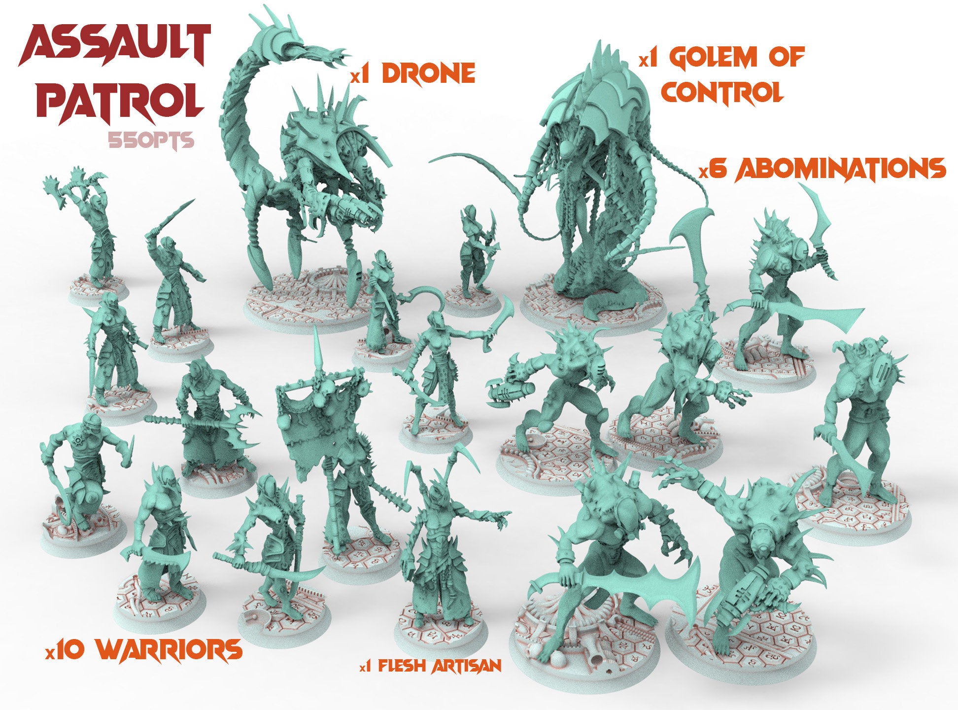 Dark City - Assault Patrol Wanyue flesh masters Dark eldar drow, Abominations, Warriors, Golems