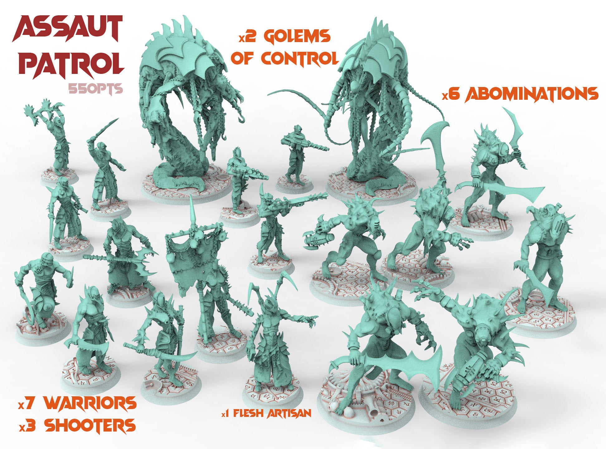 Dark City - Assault Patrol Wanyue flesh masters Dark eldar drow, Abominations, Warriors, Golems