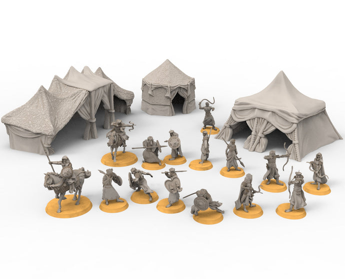 Harad - Camp of Desert warriors, Eastern men Bundle, Berber nomads, Harad Bedouin Arabs Sarazins miniatures for wargame D&D, Lotr...
