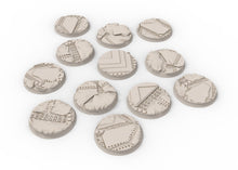 Load image into Gallery viewer, Dwarves - Lot of 25mm to 60mm round bases ruined mine texture usable for LOTR, warhammer 40k, saga, age of sigmar, confrontation, wargame...
