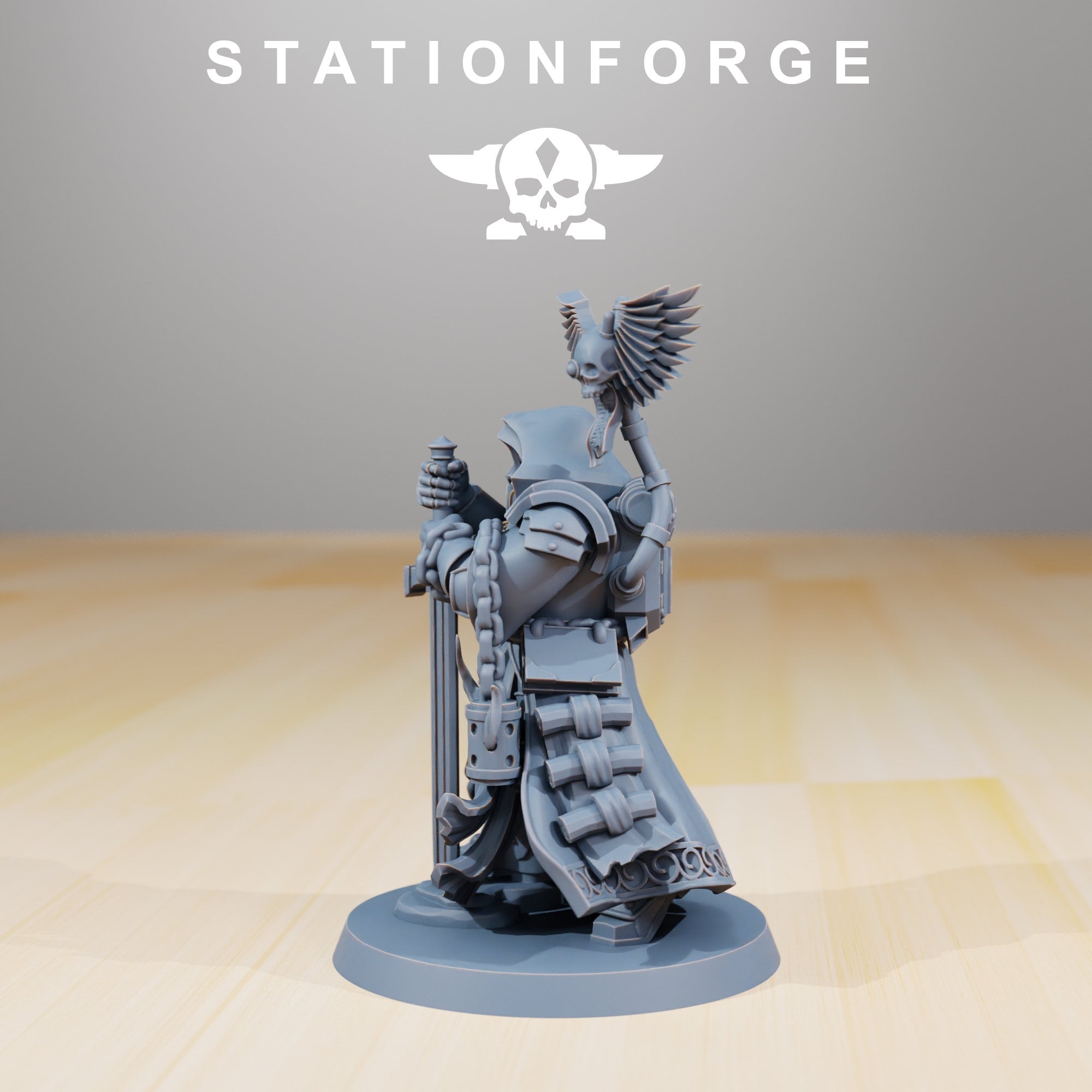 The interrogator, mechanized infantry, post apocalyptic empire, usable for tabletop wargame.