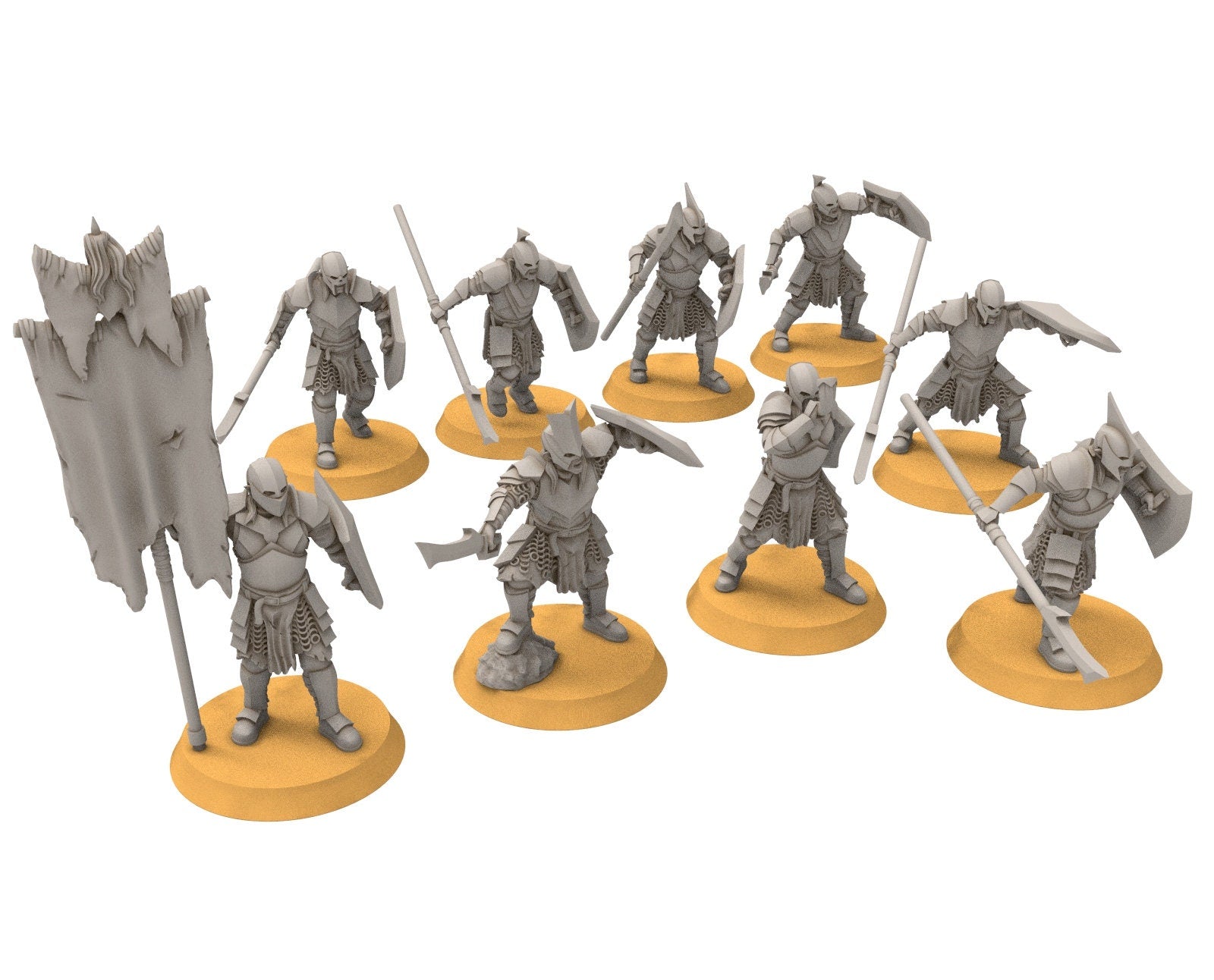 Orc horde - Super orcs spearmen Command, Orc warriors warband, Middle rings miniatures pour wargame D&D, SDA...