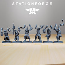 Load image into Gallery viewer, GrimGuard - Supporters, mechanized infantry, post apocalyptic empire, usable for tabletop wargame.
