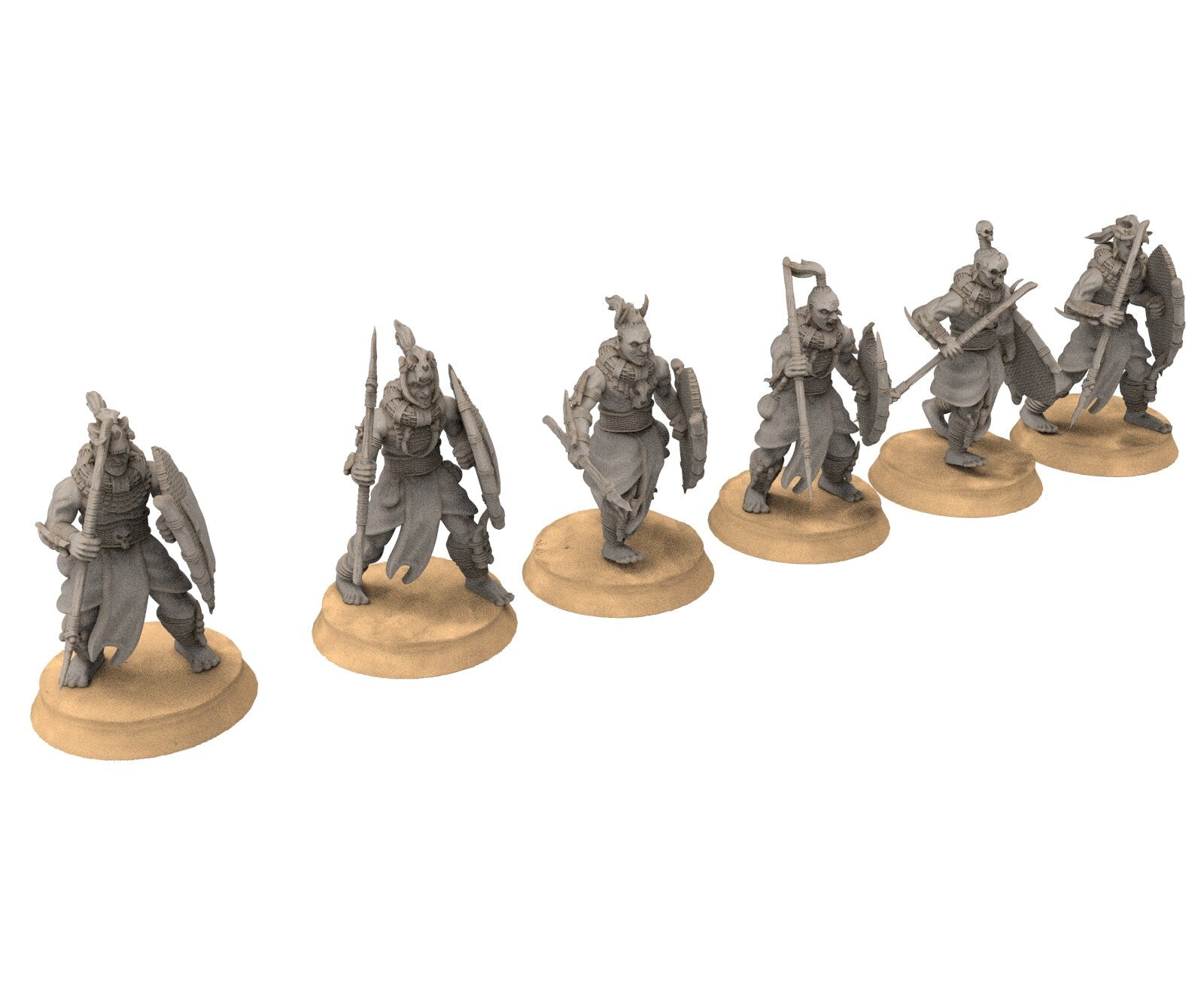 Harad - Jungle warriors, far southern tribesmen spearmen, Berber nomads, Harad Bedouin Arabs Sarazins miniatures for wargame D&D, Lotr...