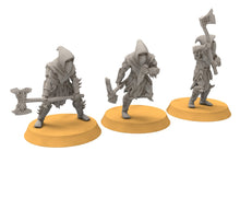 Load image into Gallery viewer, Goblin cave - Elite goblin rangers with large axes, Dwarf mine, Middle rings miniatures for wargames, D&amp;D, SDA... 
