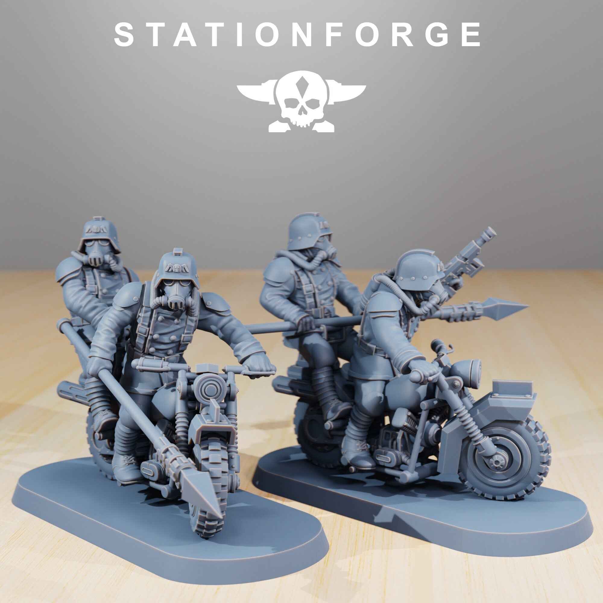 Grimguard - Death Bikers, post apocalyptic empire, usable for tabletop wargame.