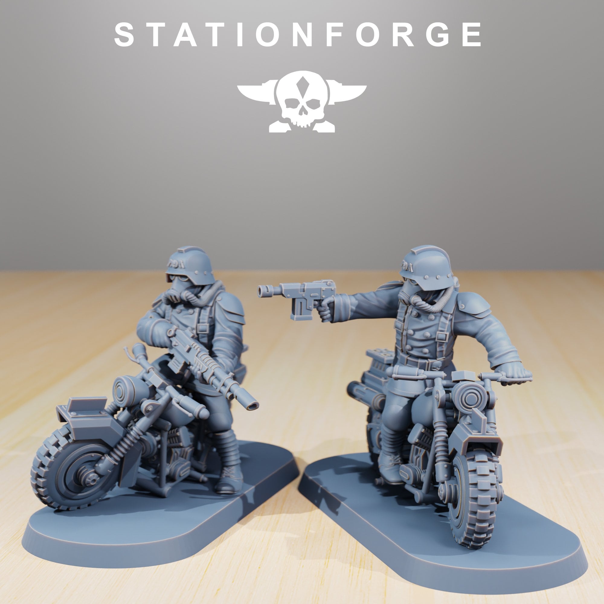 Grimguard - Death Bikers, post apocalyptic empire, usable for tabletop wargame.
