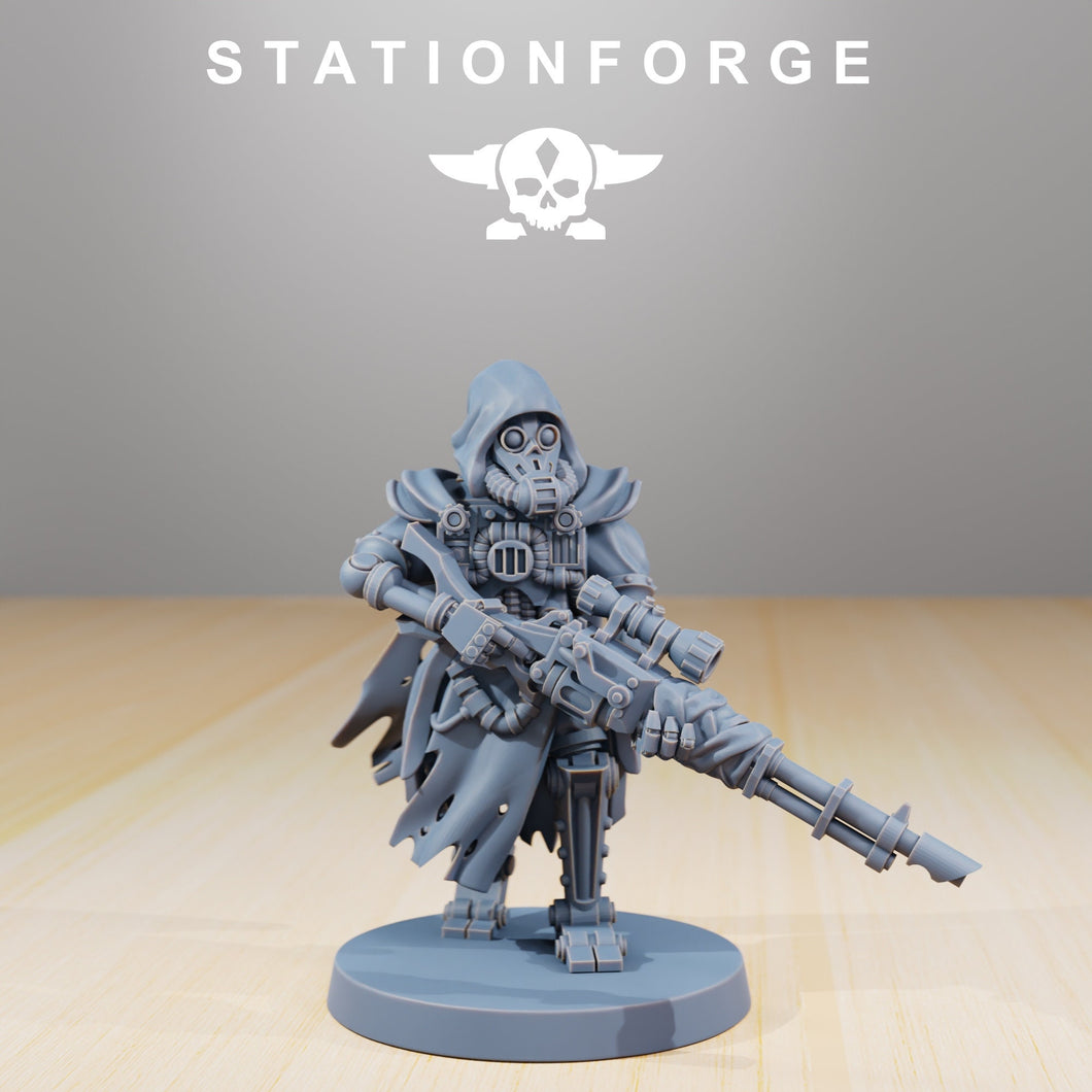 Scavenger Sniper, mechanized infantry, post apocalyptic empire, usable for tabletop wargame.