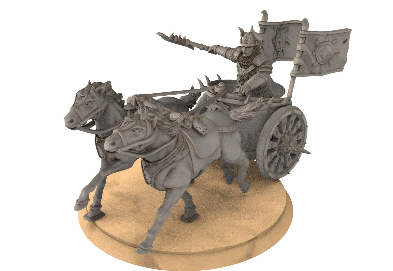 Kandahar - Varangian King on War Chariot, fell dark lords humans, Kandahar, Khwarezm, oriental, Rhur, miniatures for wargame D&D, Lotr...