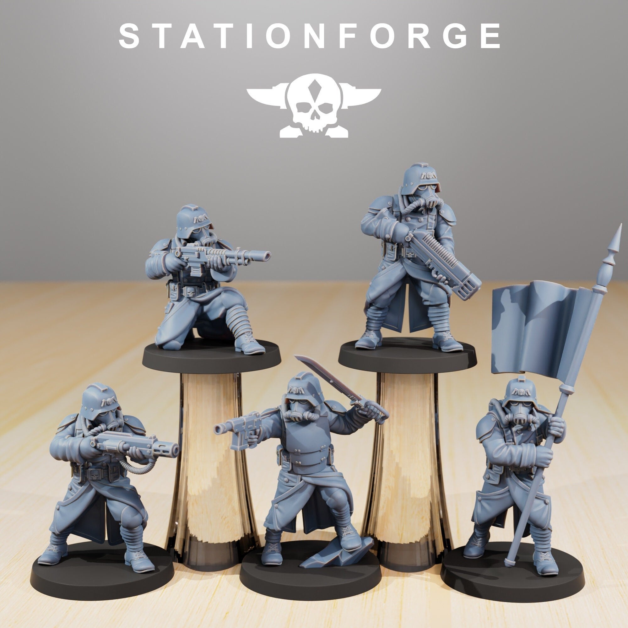 GrimGuard - Command Force, infanterie mécanisée, empire post apocalyptique, utilisable pour tabletop wargame.