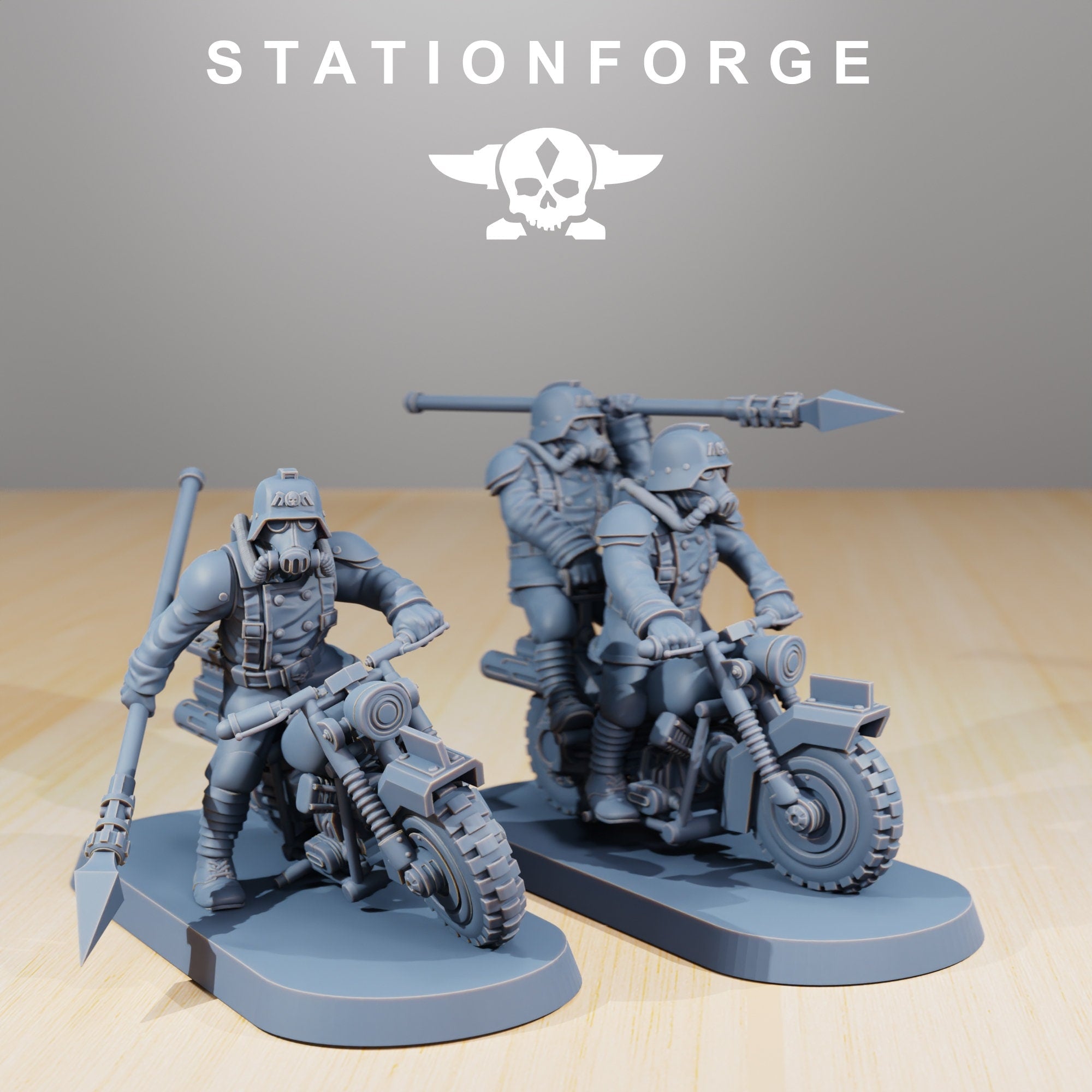 Grimguard - Death Bikers, post apocalyptic empire, usable for tabletop wargame.