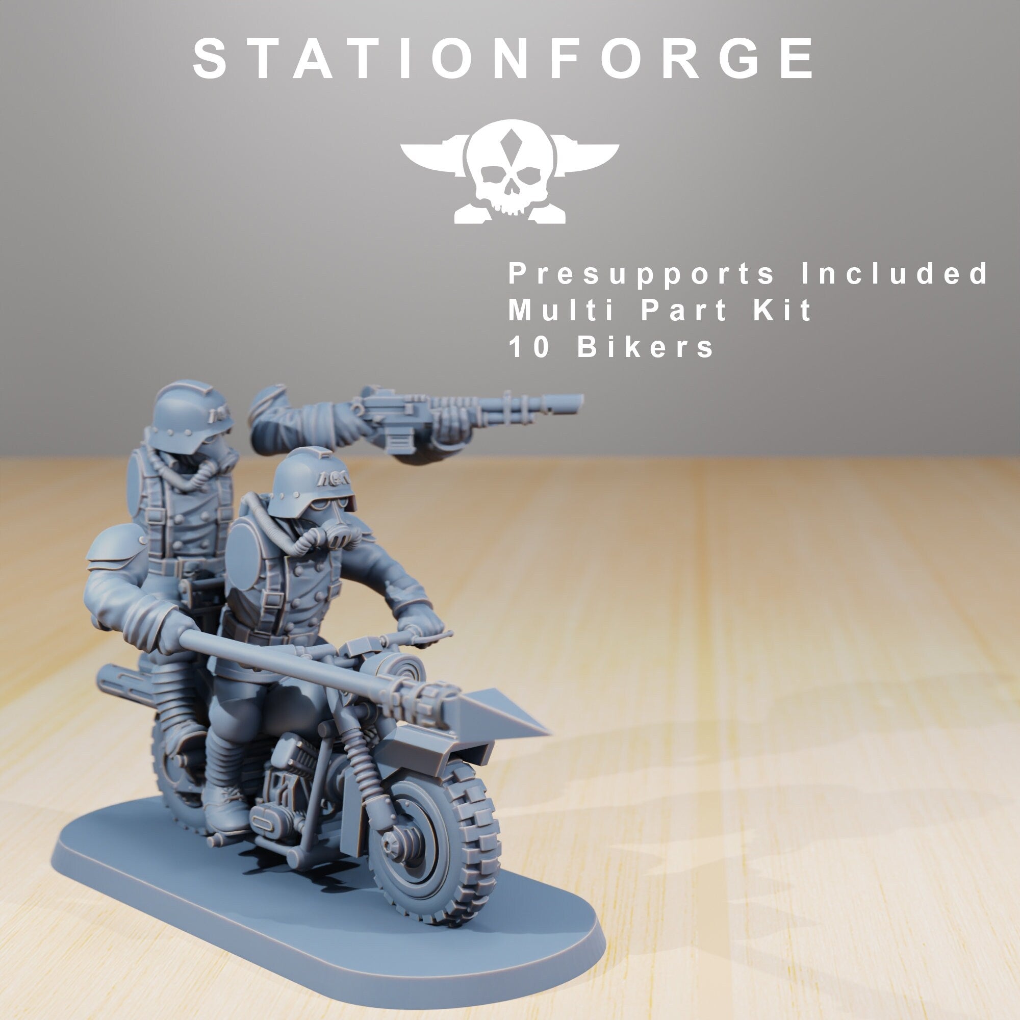 Grimguard - Death Bikers, post apocalyptic empire, usable for tabletop wargame.