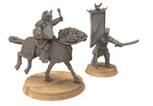 Load image into Gallery viewer, Easterling - Eastern Warriors Drums and banner, fell dark lords humans, Kandahar, Khwarezm, oriental, Rhur, miniatures wargame D&amp;D, Lotr...
