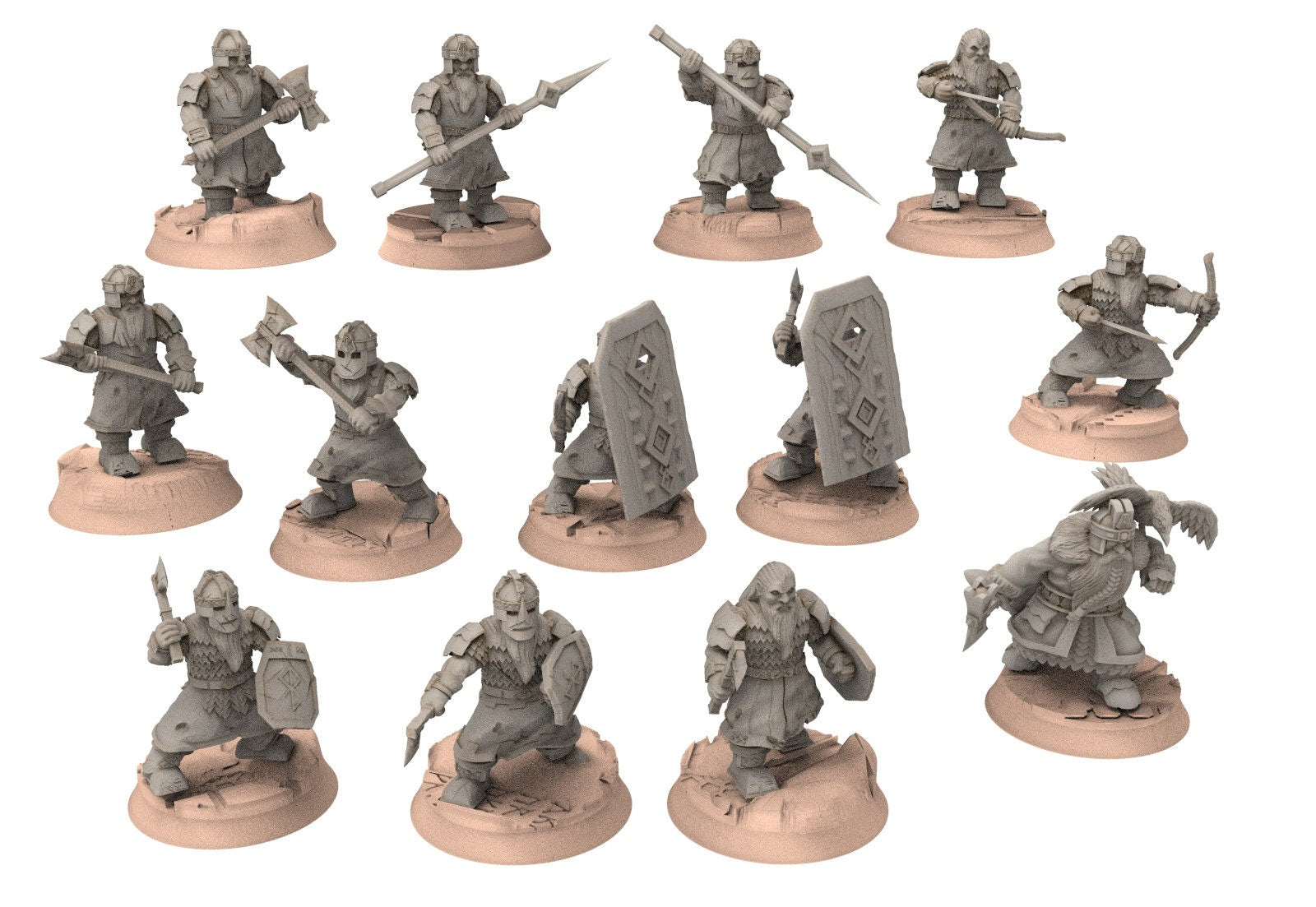 Dwarves - 12 Modular warriors, The Dwarfs of The Mountains, for Lotr, davale games miniatures