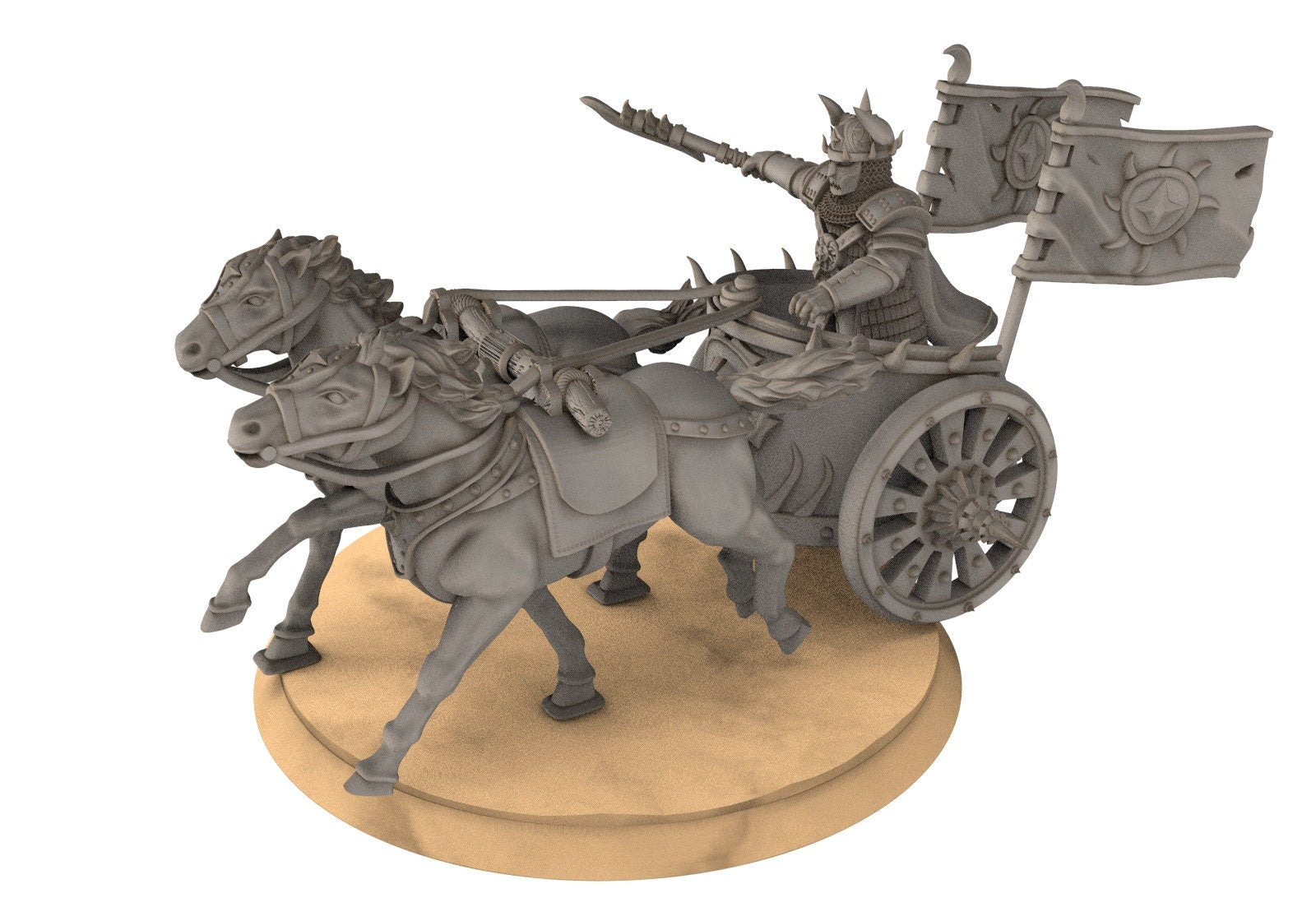 Kandahar - Varangian King on War Chariot, fell dark lords humans, Kandahar, Khwarezm, oriental, Rhur, miniatures for wargame D&D, Lotr...