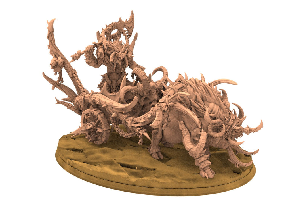 Beastmen - Brutal lord on war chariot, Beastmen warriors of Chaos Clay Beast Creation