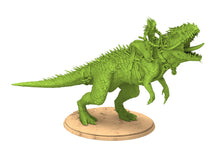 Load image into Gallery viewer, Exotic Elves - King on T-rex, Lost elves on Jurassic planet with spears that shine
