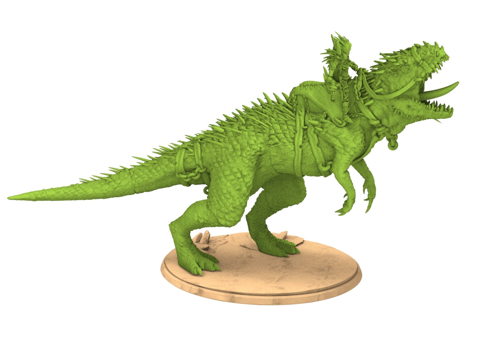 Exotic Elves - King on T-rex, Lost elves on Jurassic planet with spears that shine