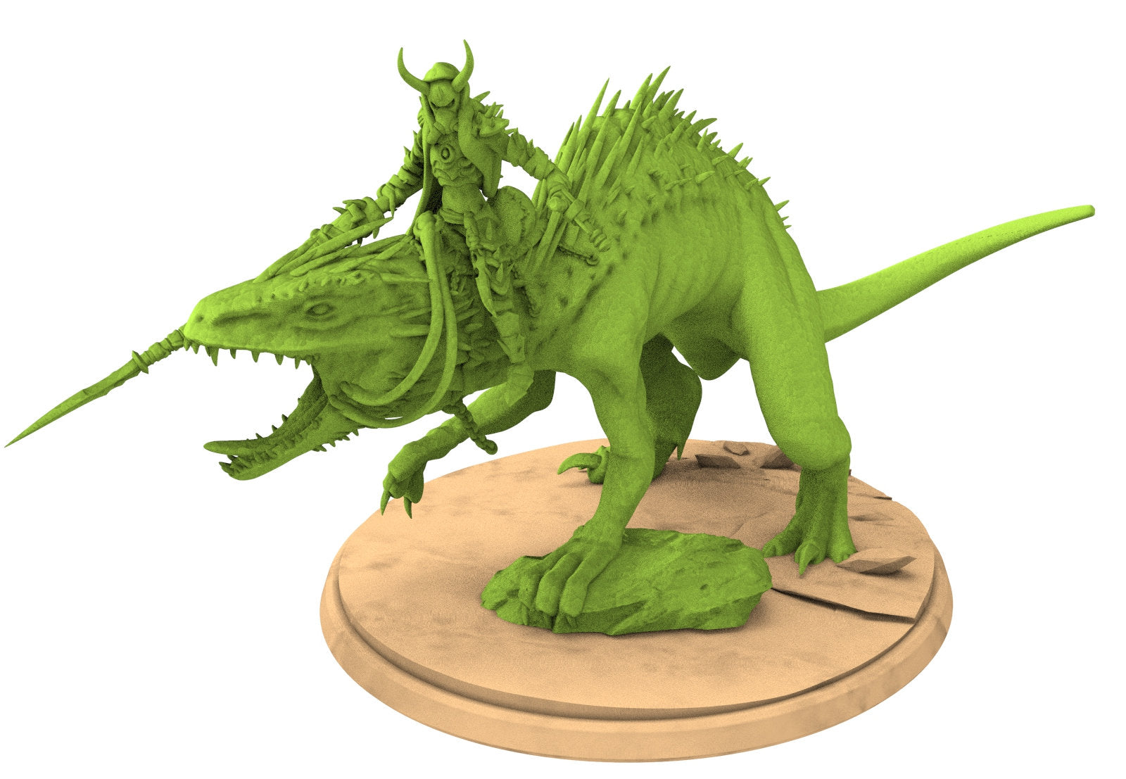 Exotic Elves - Lord on Spinodon, Lost elves on Jurassic planet with spears that shine