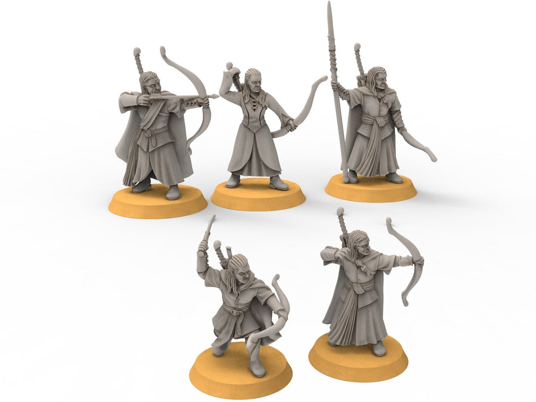 Darkwood - Unarmoured  Forest Warriors - Bow, Middle rings miniatures , for wargame Lotr, Medbury miniatures
