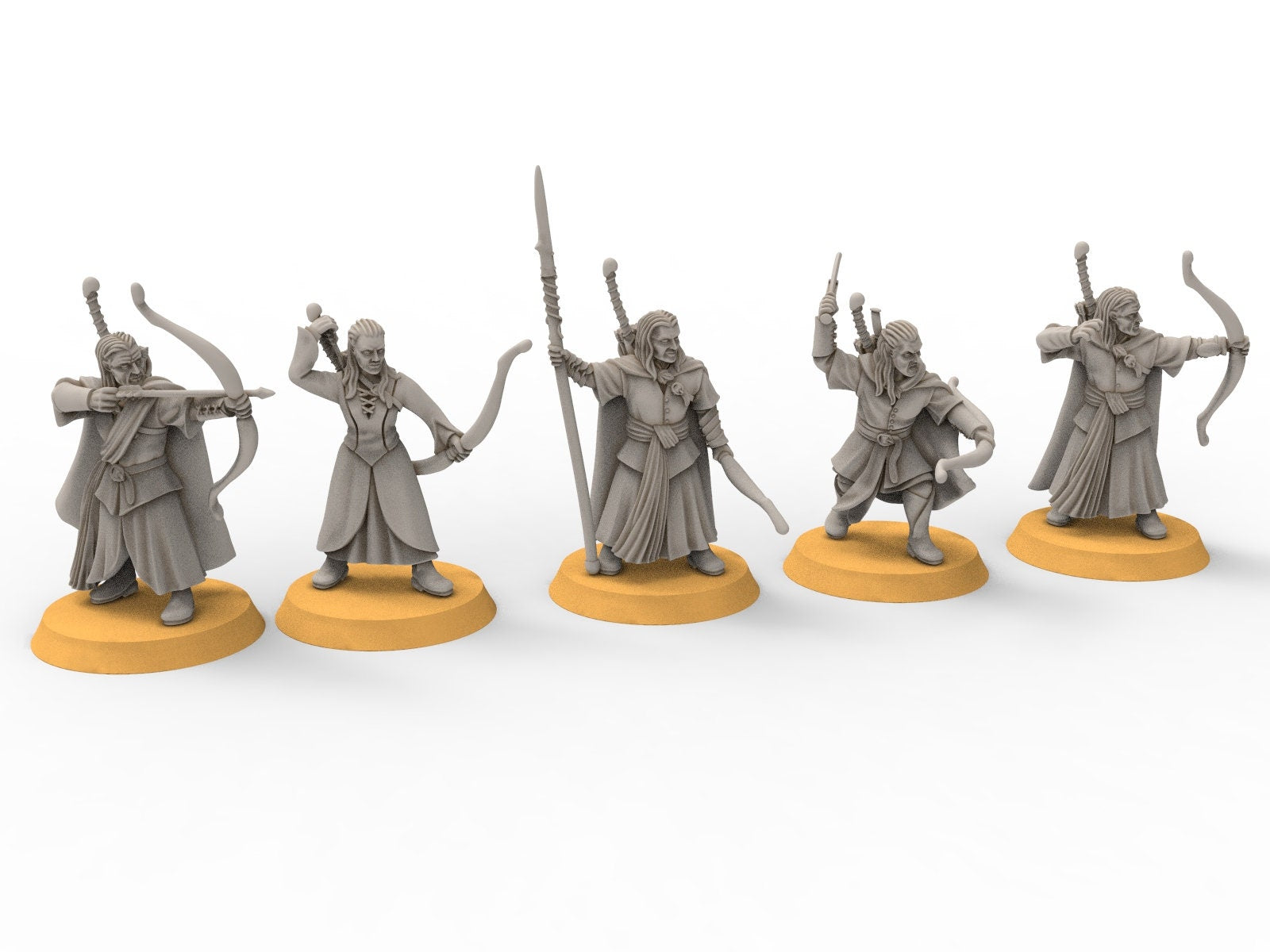 Darkwood - Unarmoured  Forest Warriors - Bow, Middle rings miniatures , for wargame Lotr, Medbury miniatures